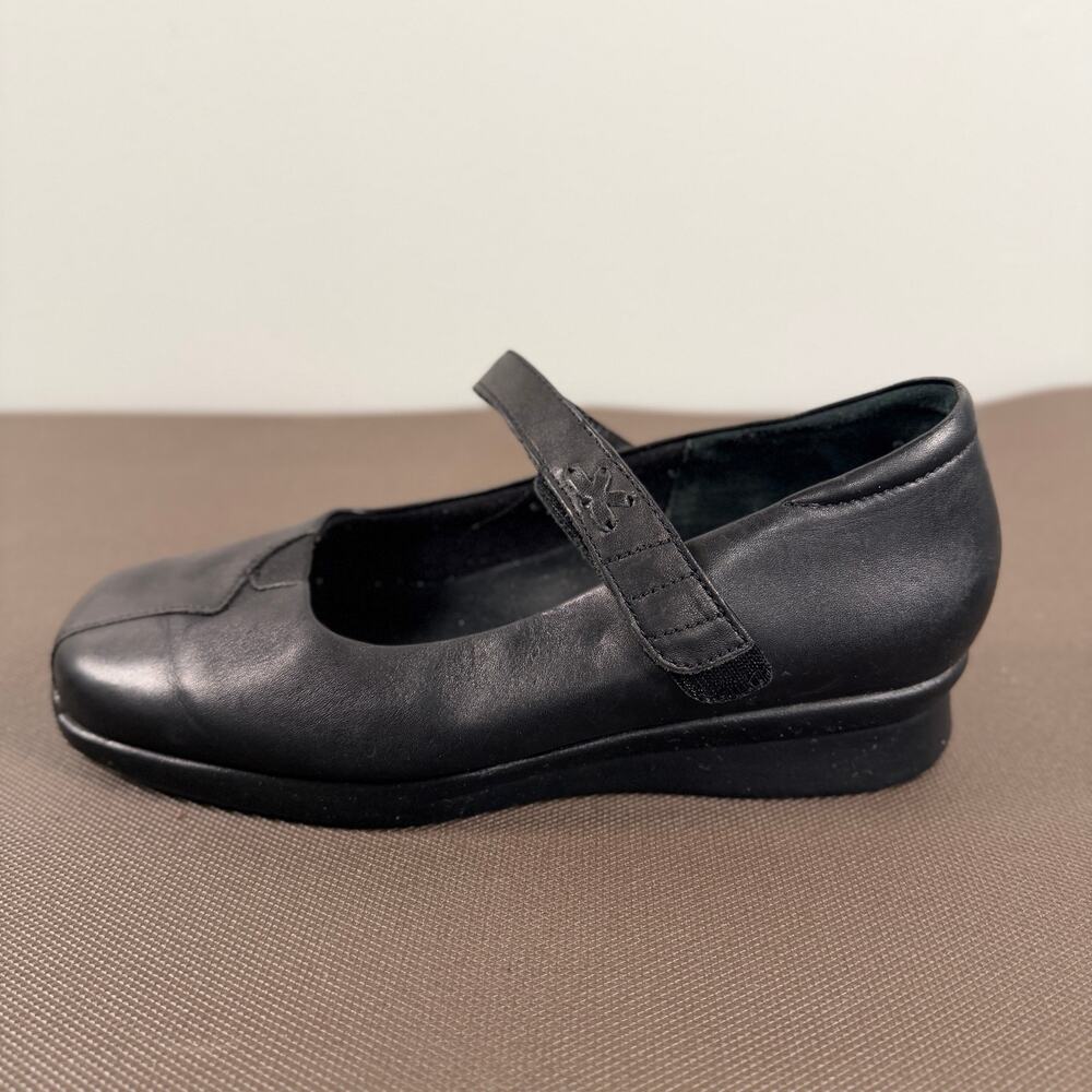 Ziera Black Leather Mary Jane Wedge Comfort Shoes Womens EU 39 US 8.5 8